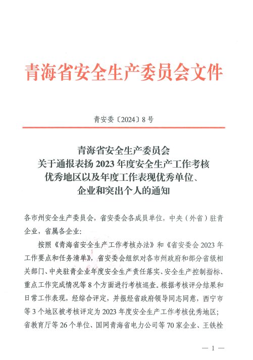 喜報(bào)！2023年度安全生產(chǎn)工作優(yōu)秀企業(yè)和突出個(gè)人名單揭曉！